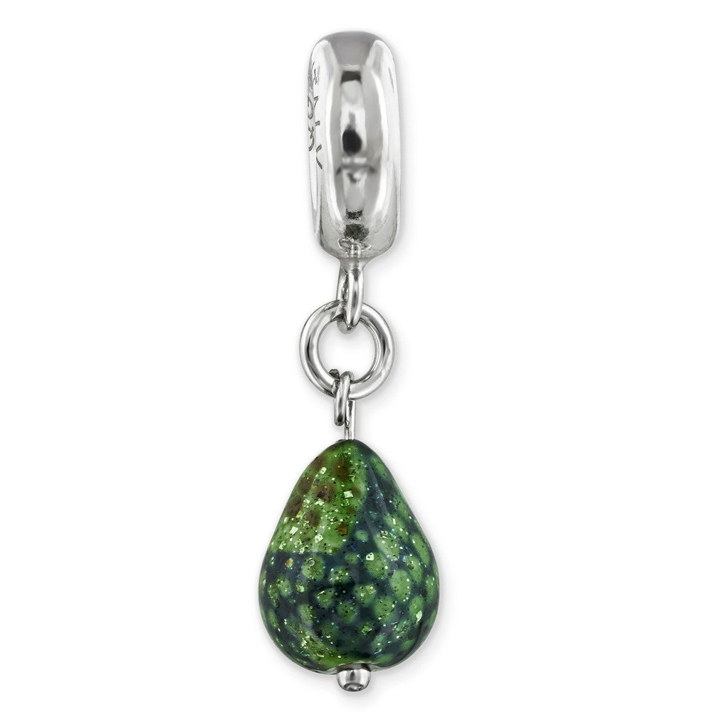 Alternate view of the Murano Glass &amp; Sterling Silver, Green with Glitter Dangle Bead Charm by The Black Bow Jewelry Co.