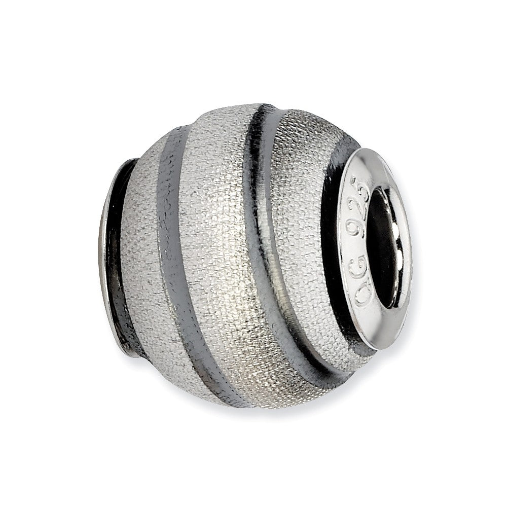 Sterling Silver Grey Grooved Laser Cut Bead Charm, Item B10497 by The Black Bow Jewelry Co.