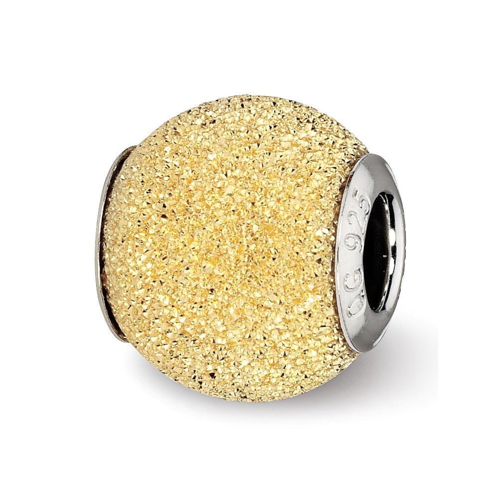 Sterling Silver and 14k Yellow Gold Plated Laser Cut Bead Charm, Item B10502 by The Black Bow Jewelry Co.