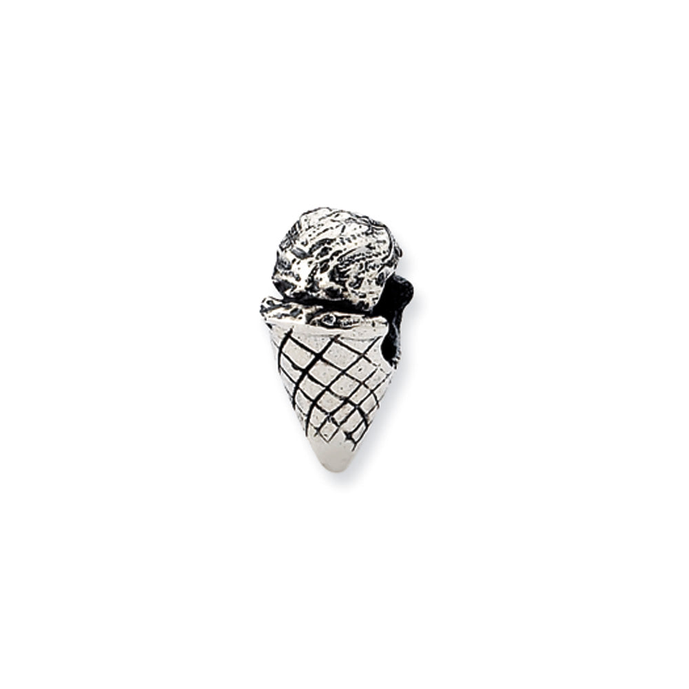 Sterling Silver Ice Cream Cone Bead Charm, Item B10513 by The Black Bow Jewelry Co.
