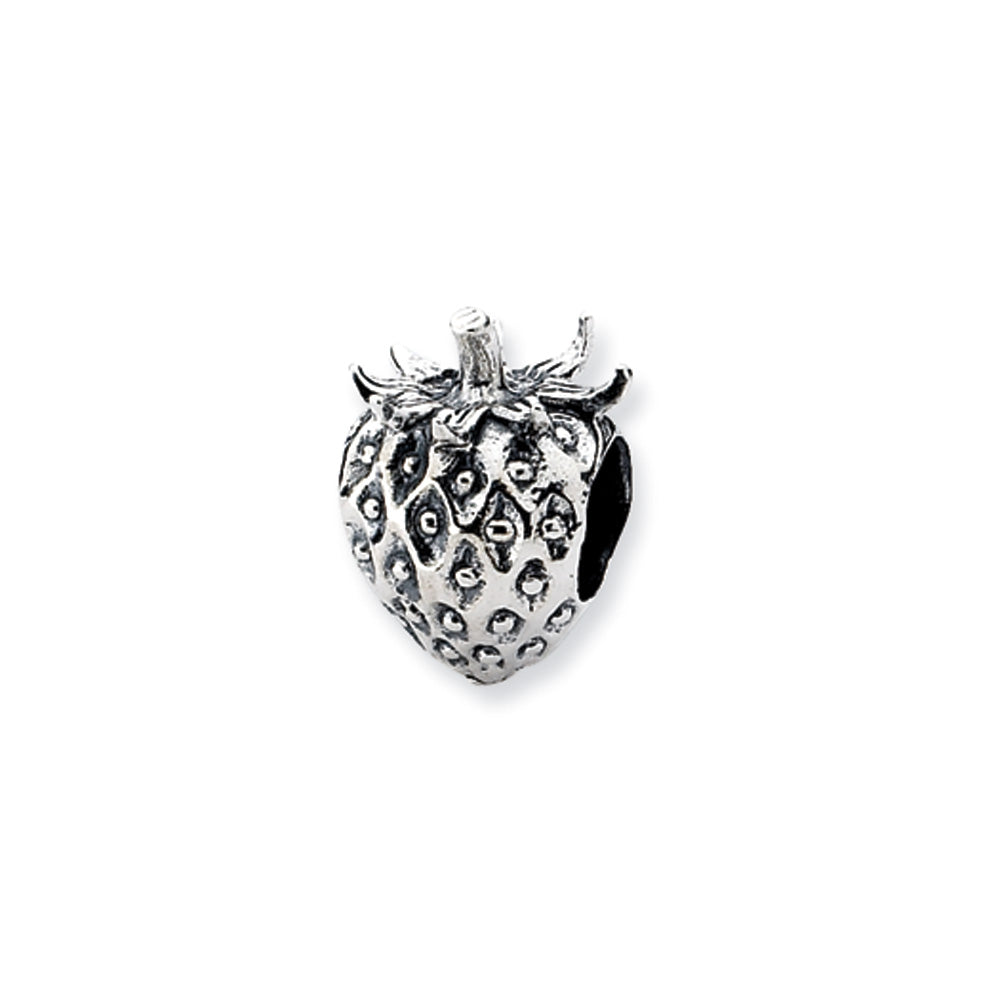 Sterling Silver Strawberry Bead Charm, Item B10516 by The Black Bow Jewelry Co.