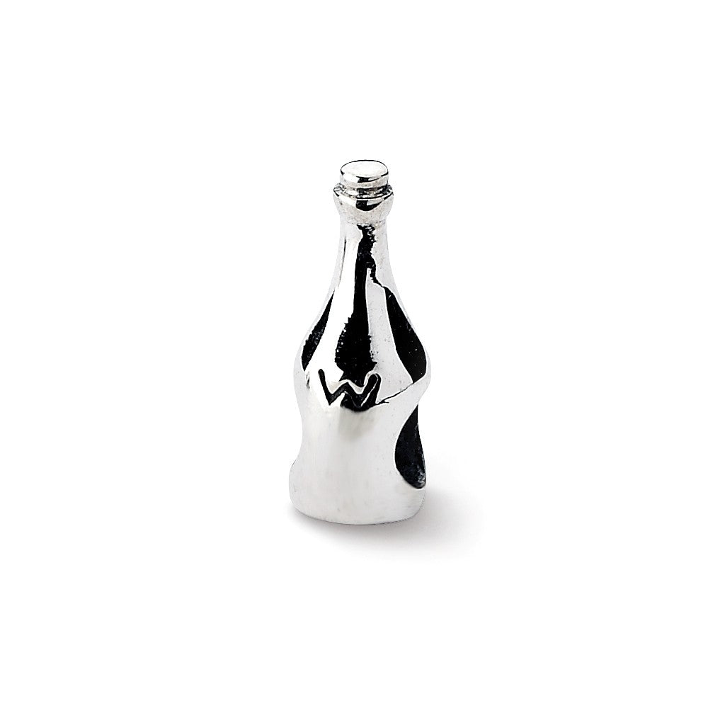 Sterling Silver Wine Bottle Bead Charm, Item B10527 by The Black Bow Jewelry Co.