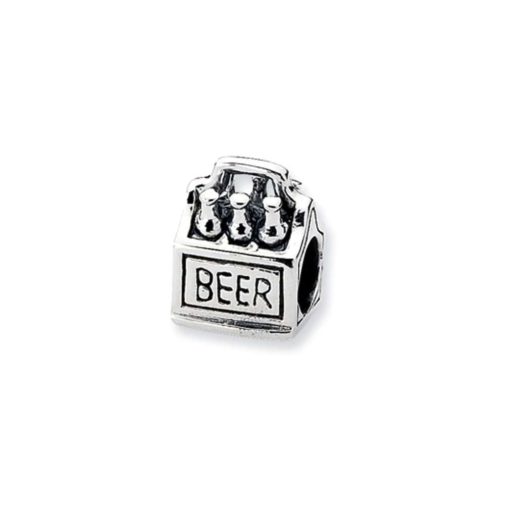 Sterling Silver 6-pack Beer Bead Charm, Item B10528 by The Black Bow Jewelry Co.