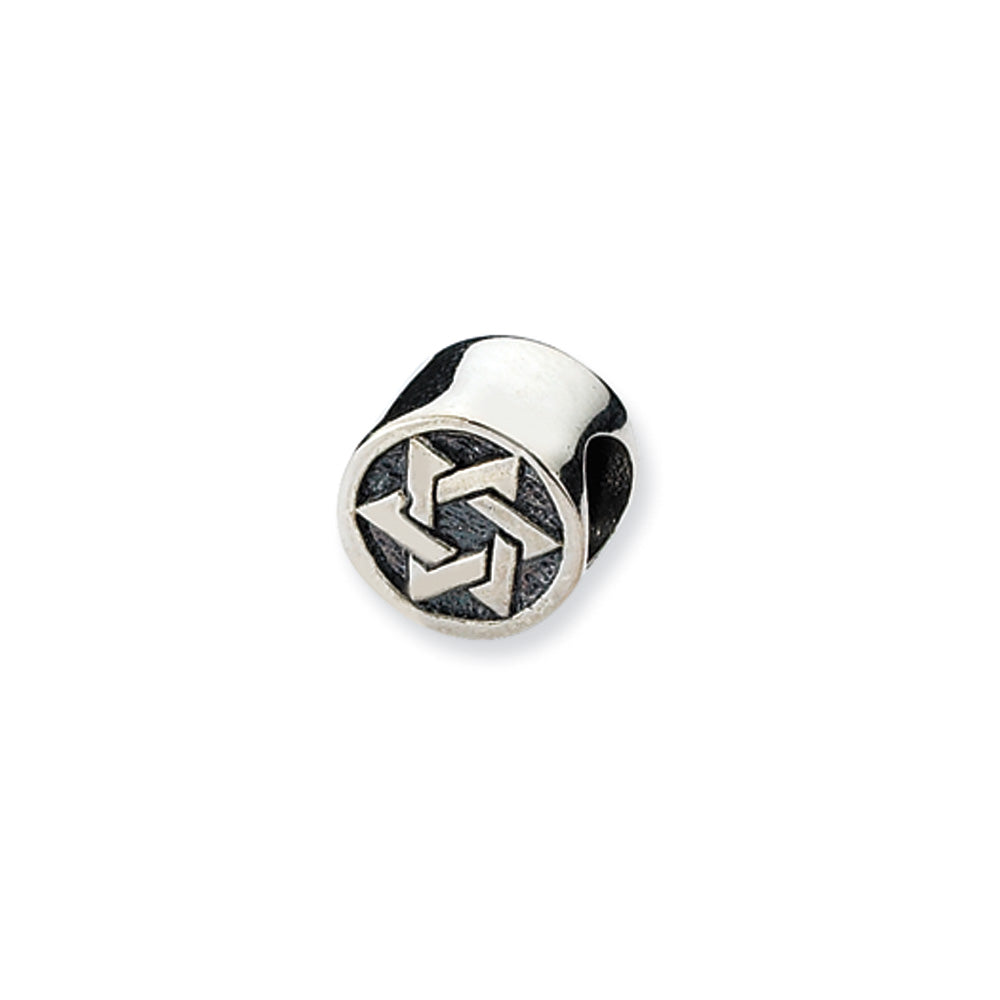 Sterling Silver Star of David Round Bead Charm, Item B10533 by The Black Bow Jewelry Co.