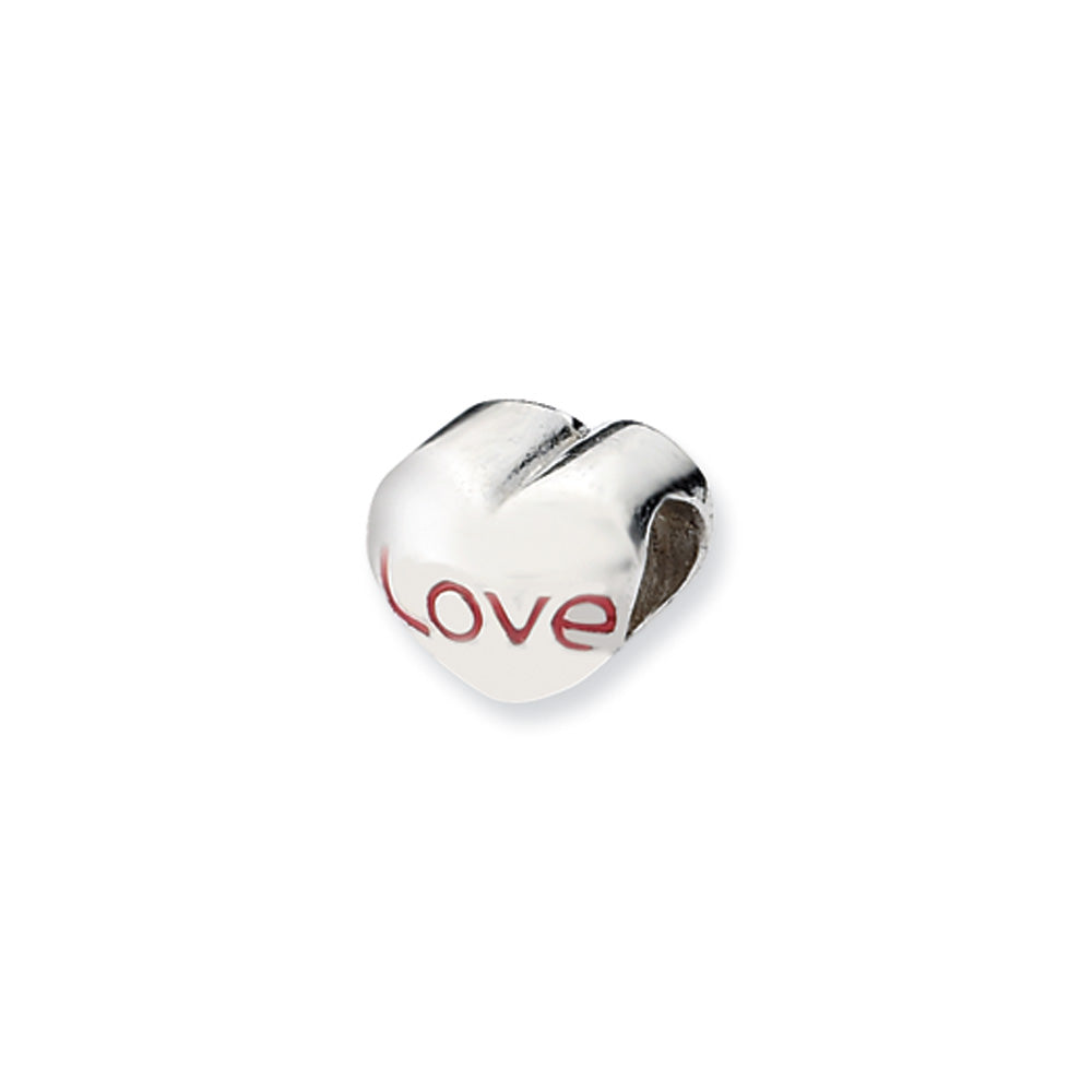 Sterling Silver Love Heart Bead Charm, Item B10542 by The Black Bow Jewelry Co.
