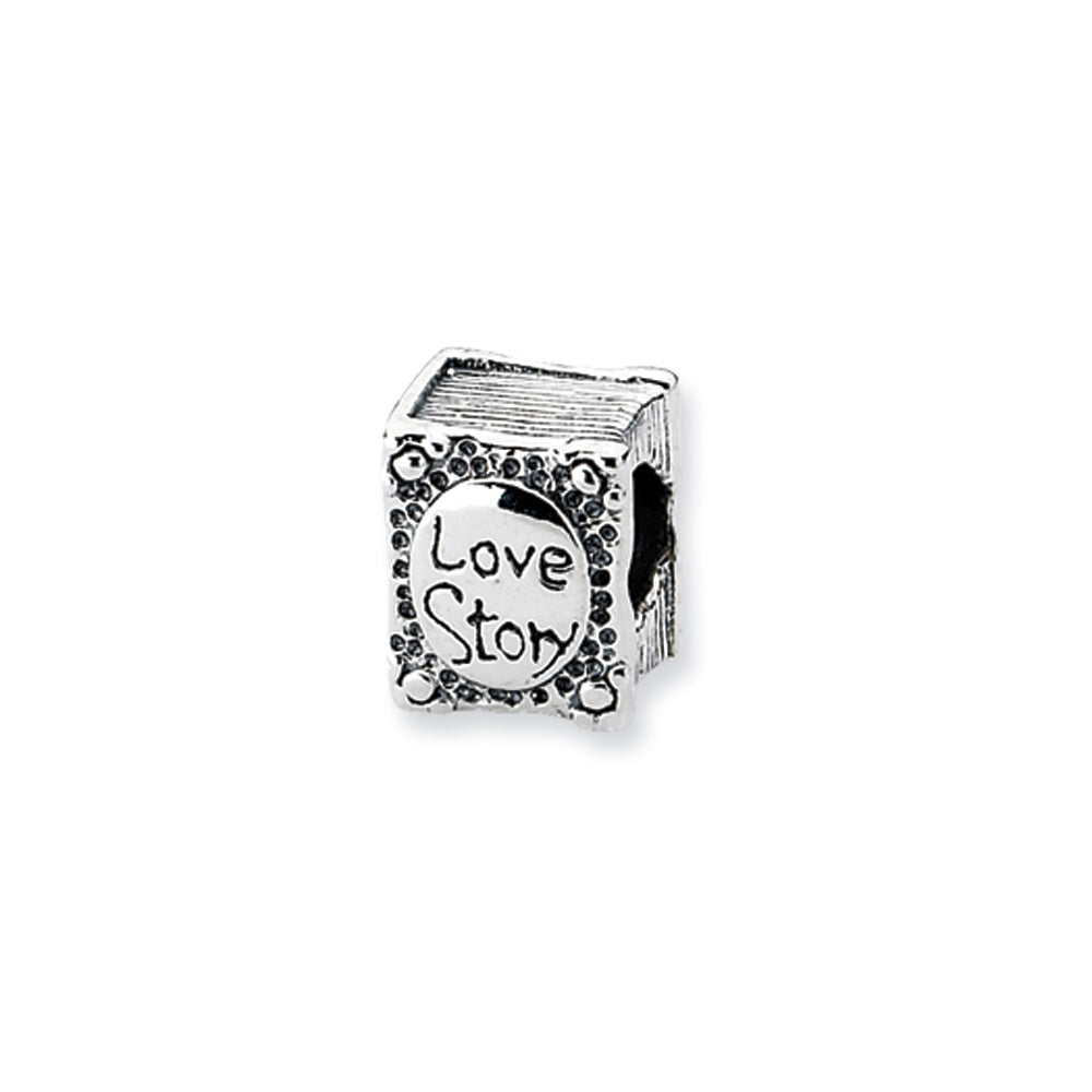 Sterling Silver Love Story Book Bead Charm, Item B10544 by The Black Bow Jewelry Co.