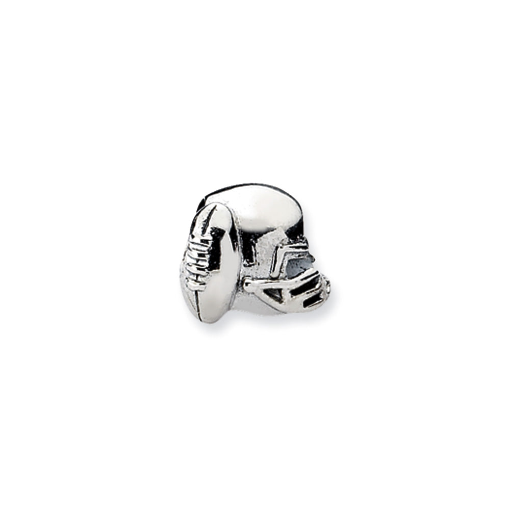Sterling Silver Football Helmet Bead Charm, Item B10552 by The Black Bow Jewelry Co.