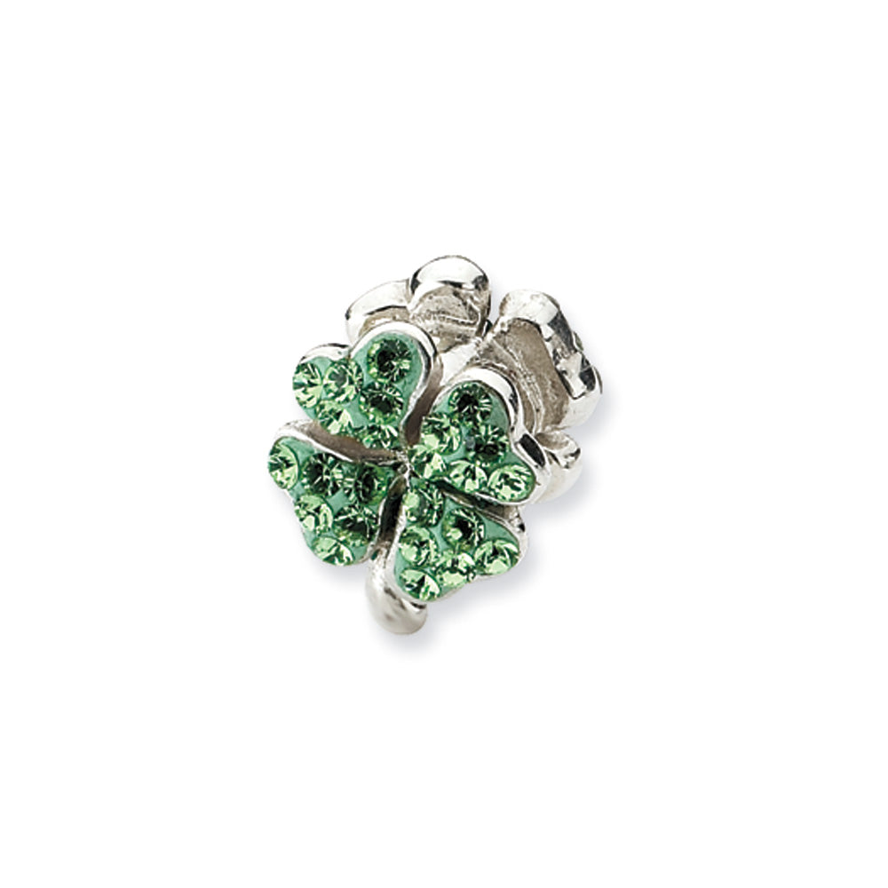 Sterling Silver Light Green Crystal Clover Bead Charm, Item B10561 by The Black Bow Jewelry Co.