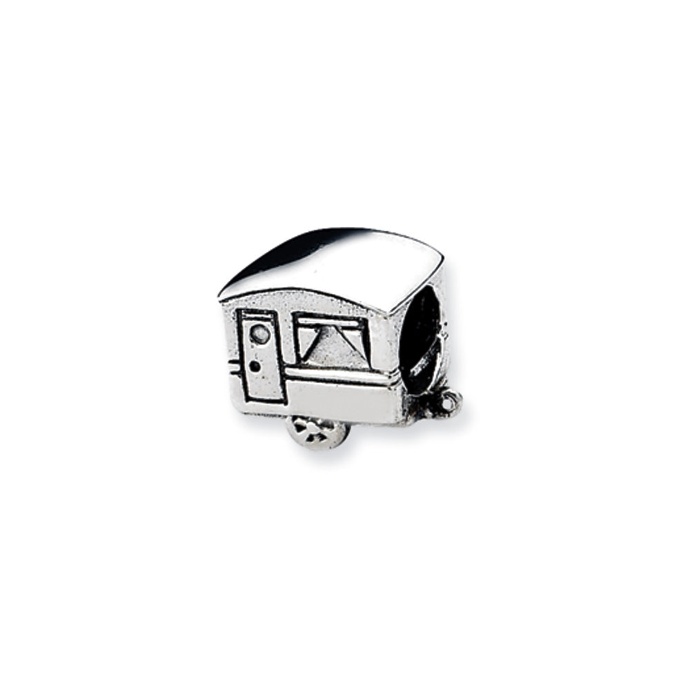 Sterling Silver Camper Trailer Bead Charm, Item B10564 by The Black Bow Jewelry Co.