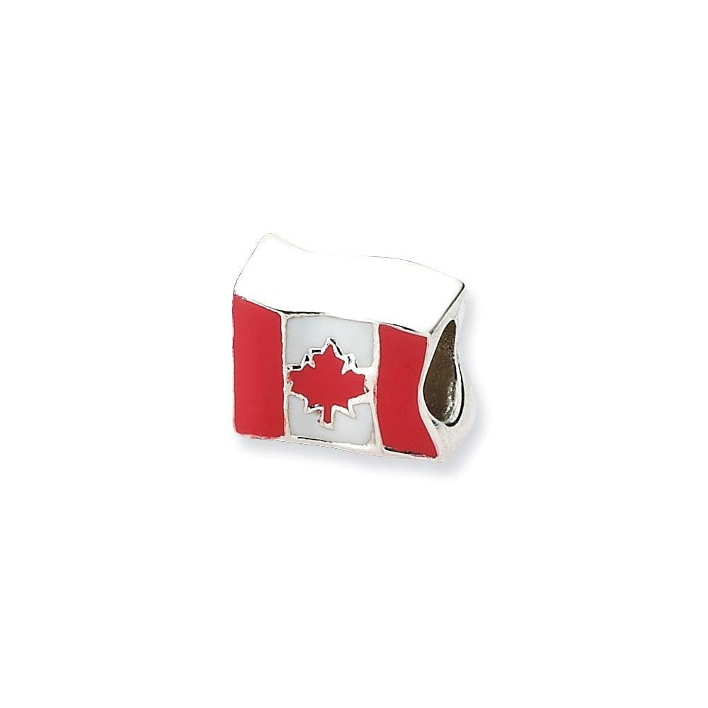Sterling Silver Canada Flag Bead Charm, Item B10566 by The Black Bow Jewelry Co.