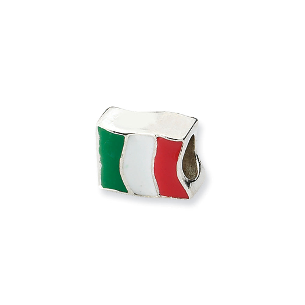 Sterling Silver Italy Flag Bead Charm, Item B10567 by The Black Bow Jewelry Co.