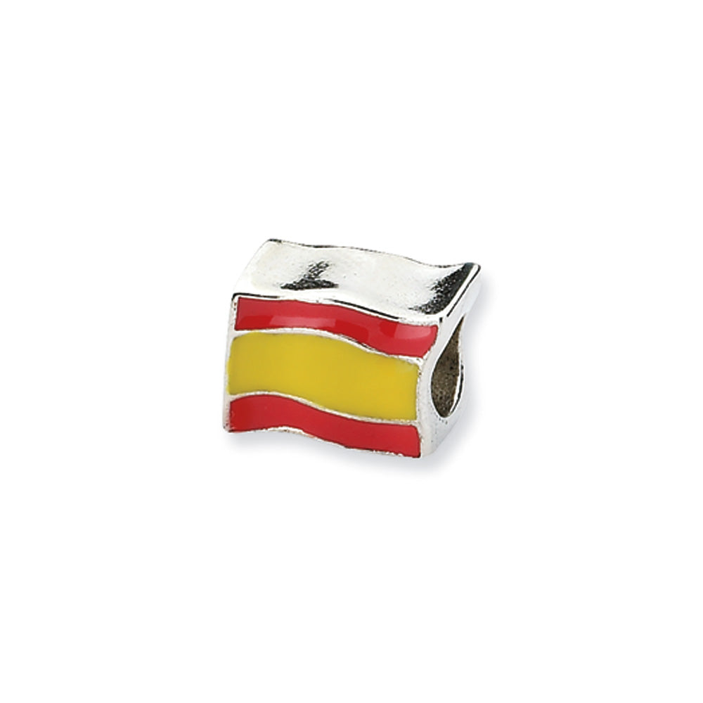 Sterling Silver Spanish Flag Bead Charm, Item B10569 by The Black Bow Jewelry Co.