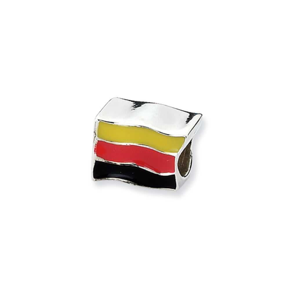 Sterling Silver Germany Flag Bead Charm, Item B10570 by The Black Bow Jewelry Co.