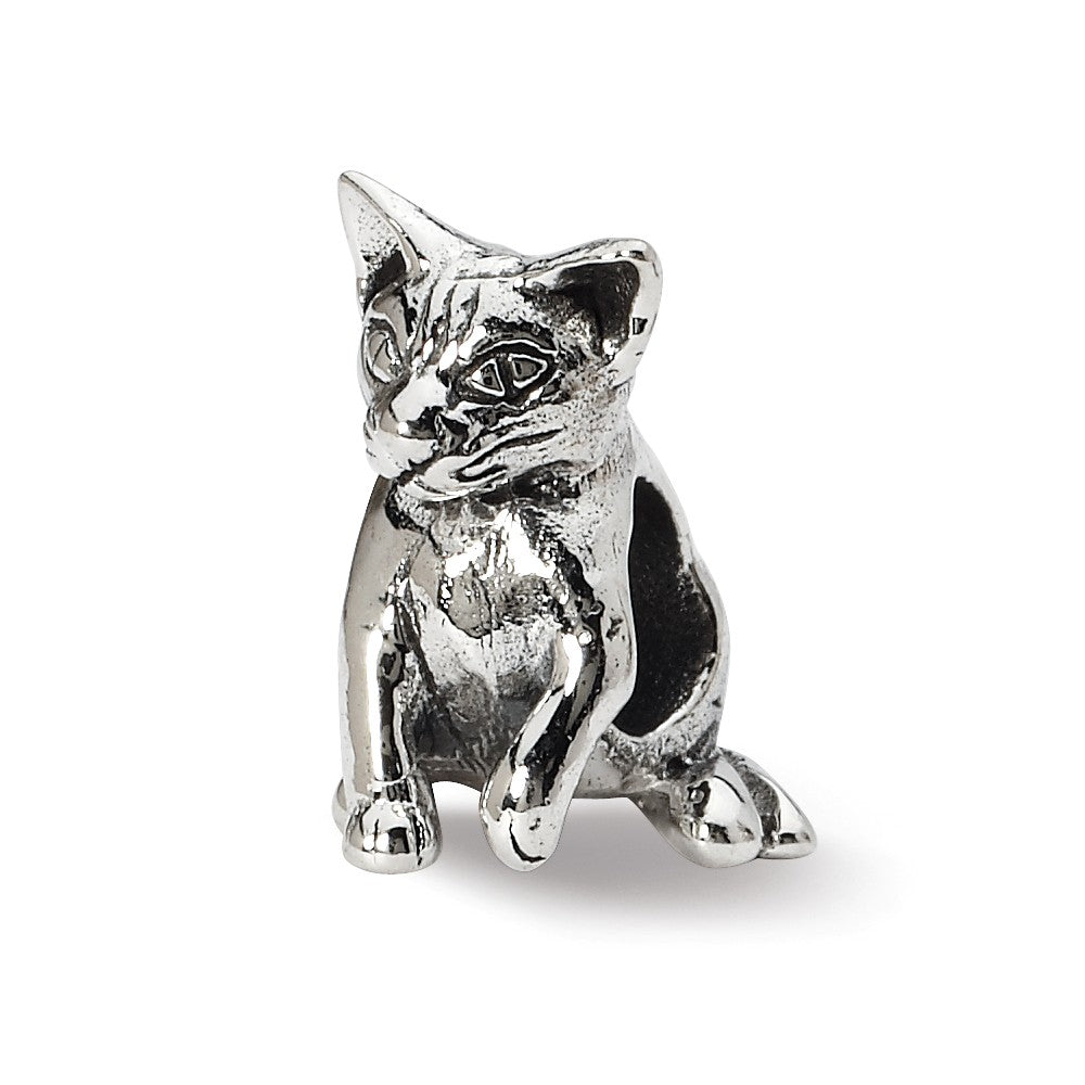 Sterling Silver Abyssinian Cat Bead Charm, Item B10571 by The Black Bow Jewelry Co.