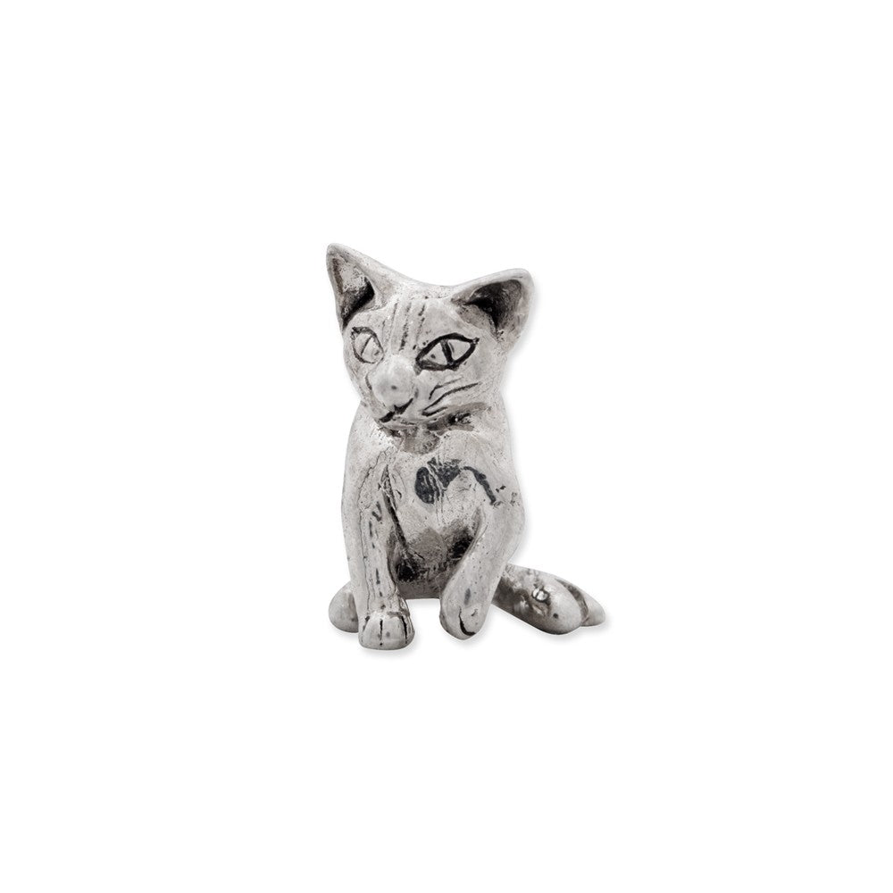 Alternate view of the Sterling Silver Abyssinian Cat Bead Charm by The Black Bow Jewelry Co.