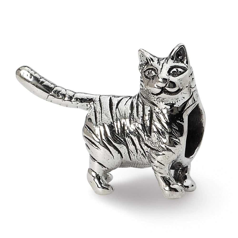 Sterling Silver American Shorthair Cat Bead Charm, Item B10572 by The Black Bow Jewelry Co.