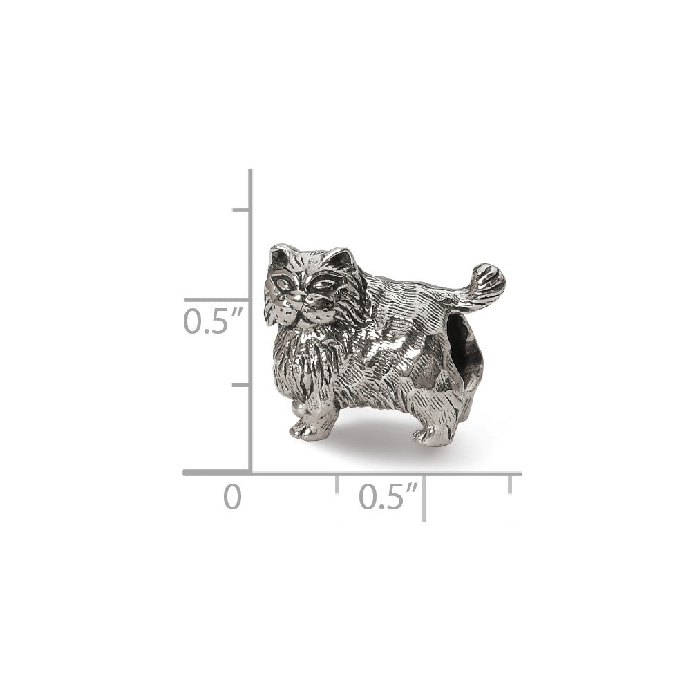 Alternate view of the Sterling Silver Persian Cat Bead Charm by The Black Bow Jewelry Co.