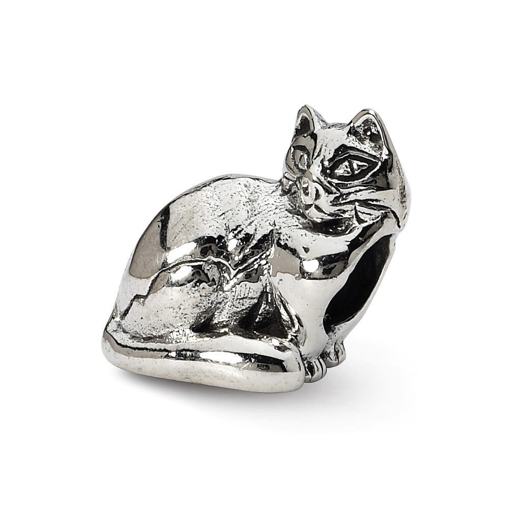 Sterling Silver Ragdoll Cat Bead Charm, Item B10578 by The Black Bow Jewelry Co.