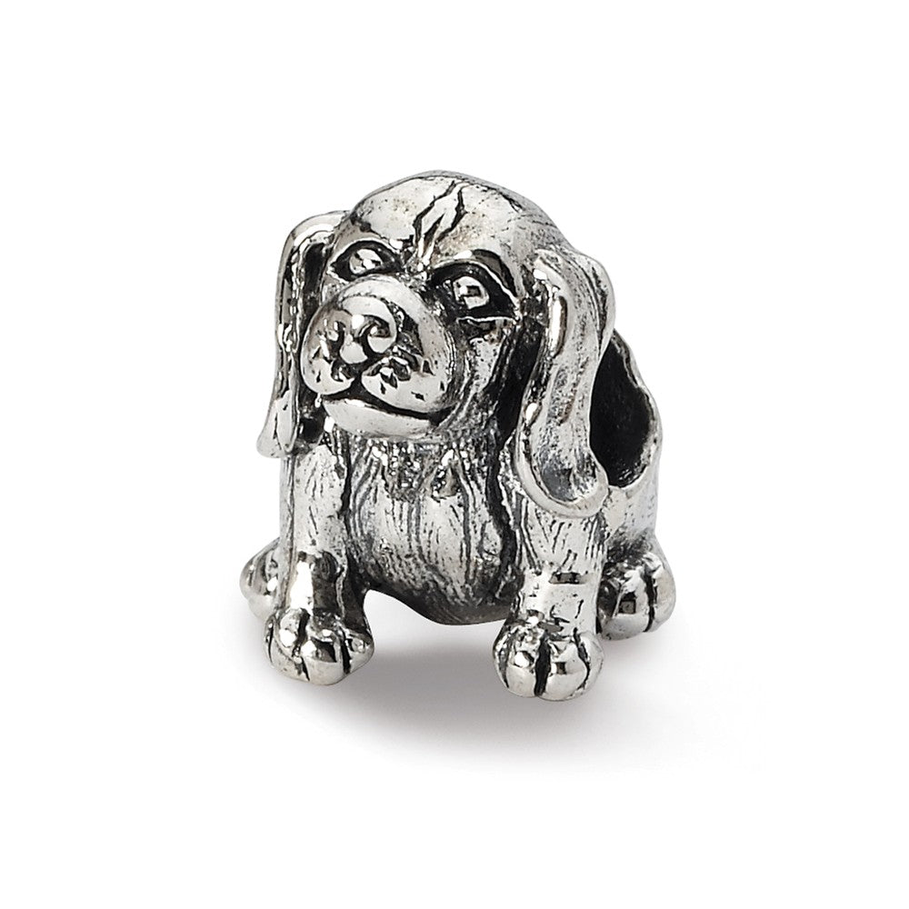 Sterling Silver Beagle Bead Charm, Item B10581 by The Black Bow Jewelry Co.