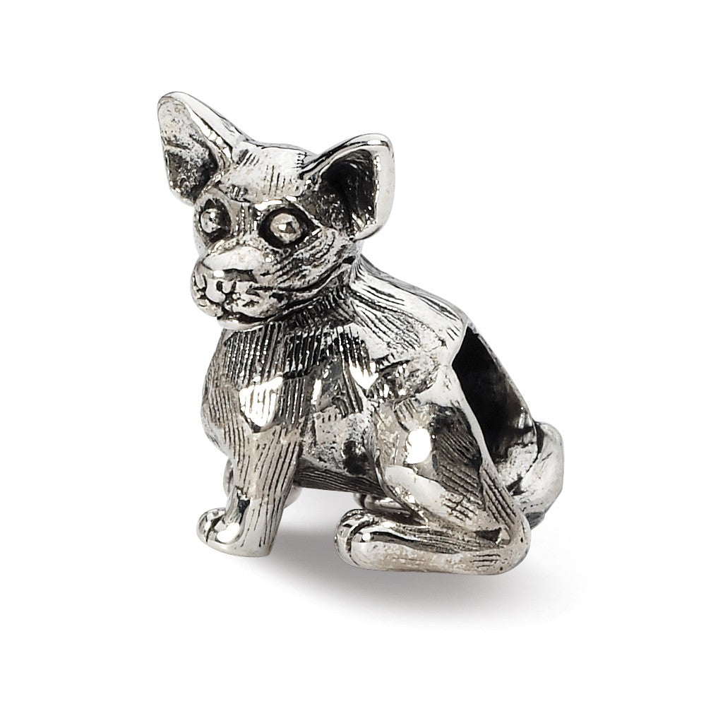 Sterling Silver Chihuahua Bead Charm, Item B10585 by The Black Bow Jewelry Co.