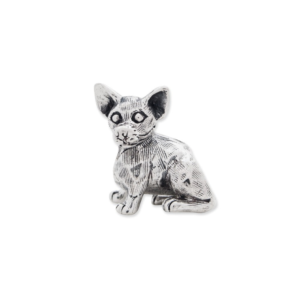 Alternate view of the Sterling Silver Chihuahua Bead Charm by The Black Bow Jewelry Co.