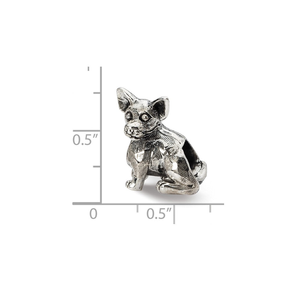 Alternate view of the Sterling Silver Chihuahua Bead Charm by The Black Bow Jewelry Co.