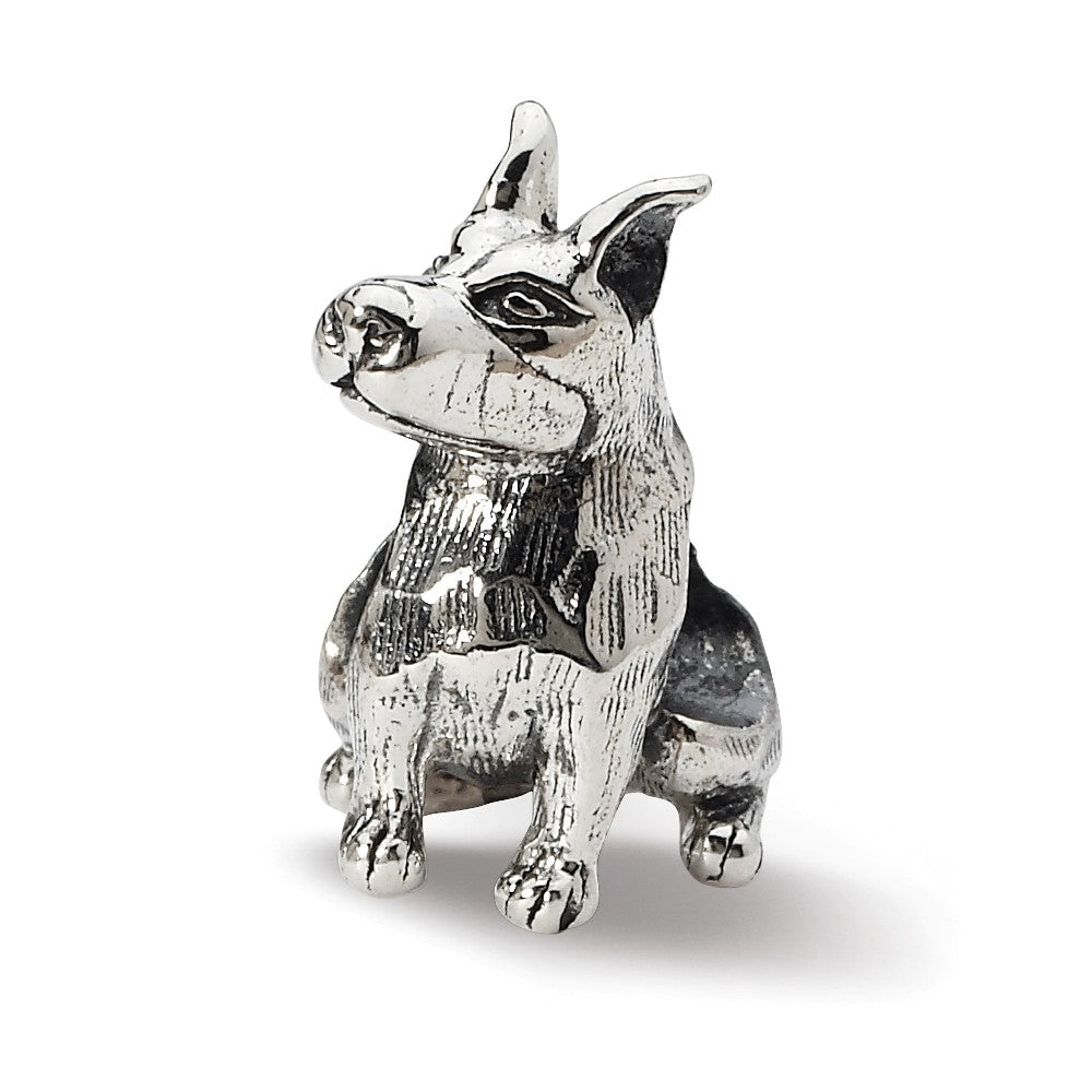 Sterling Silver Doberman Pinscher Bead Charm, Item B10588 by The Black Bow Jewelry Co.