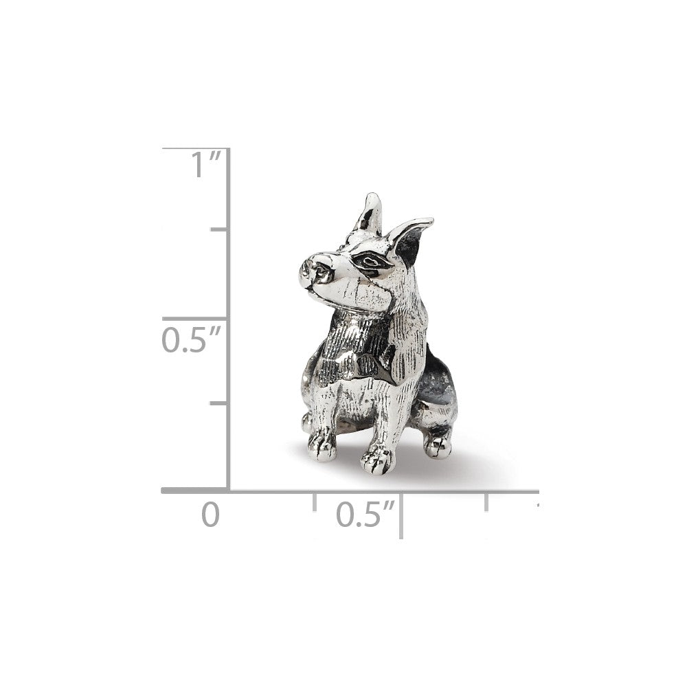 Alternate view of the Sterling Silver Doberman Pinscher Bead Charm by The Black Bow Jewelry Co.