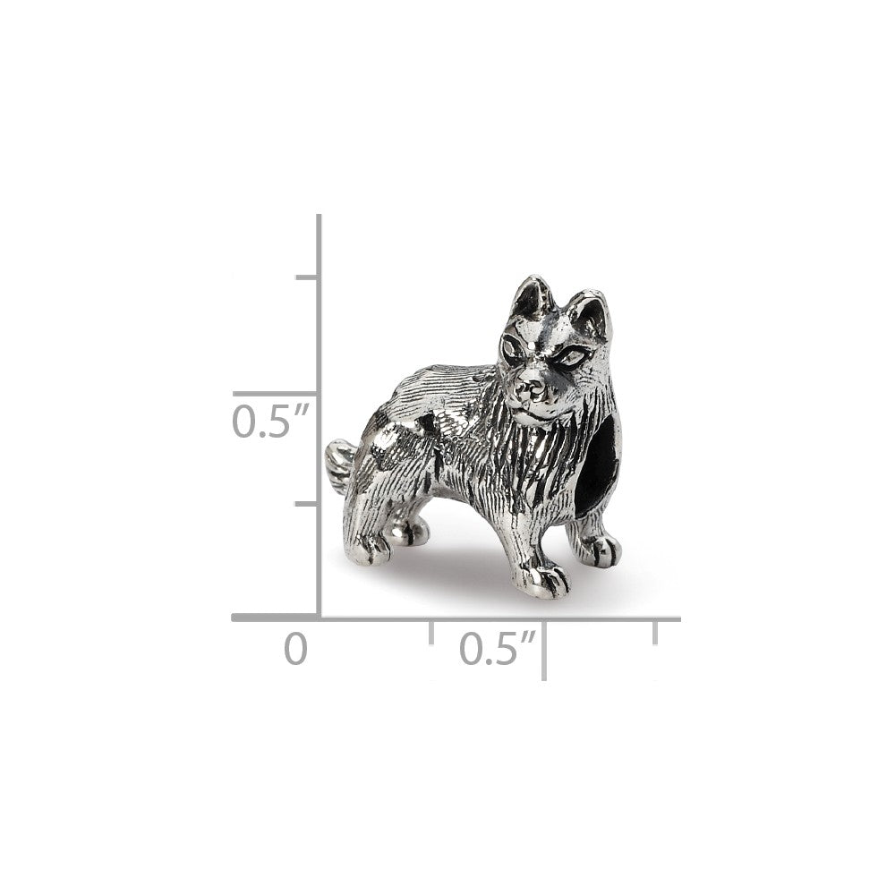 Alternate view of the Sterling Silver German Shepherd Bead Charm by The Black Bow Jewelry Co.