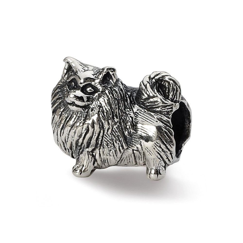 Sterling Silver Pomeranian Bead Charm, Item B10594 by The Black Bow Jewelry Co.