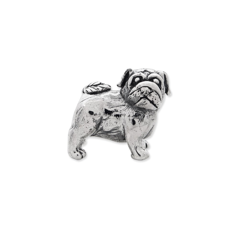 Alternate view of the Sterling Silver Pug Bead Charm by The Black Bow Jewelry Co.
