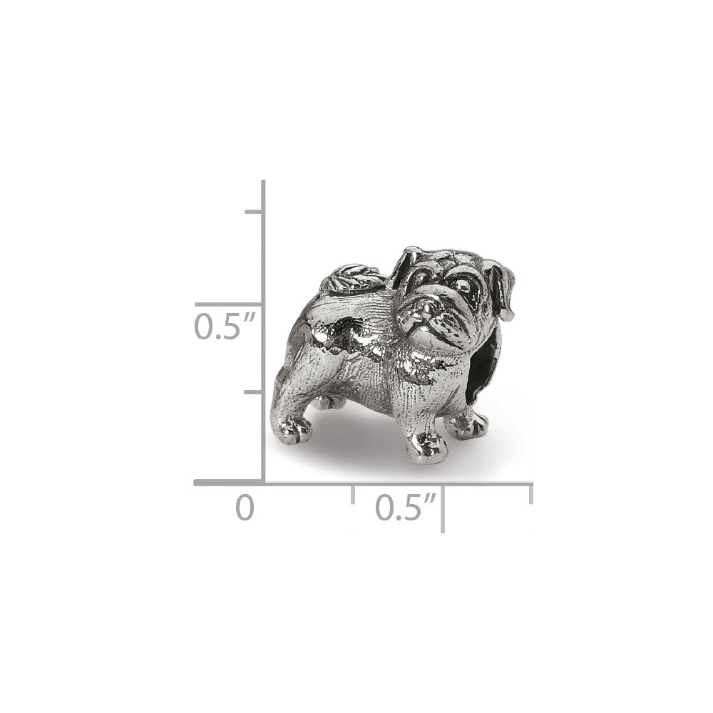 Alternate view of the Sterling Silver Pug Bead Charm by The Black Bow Jewelry Co.