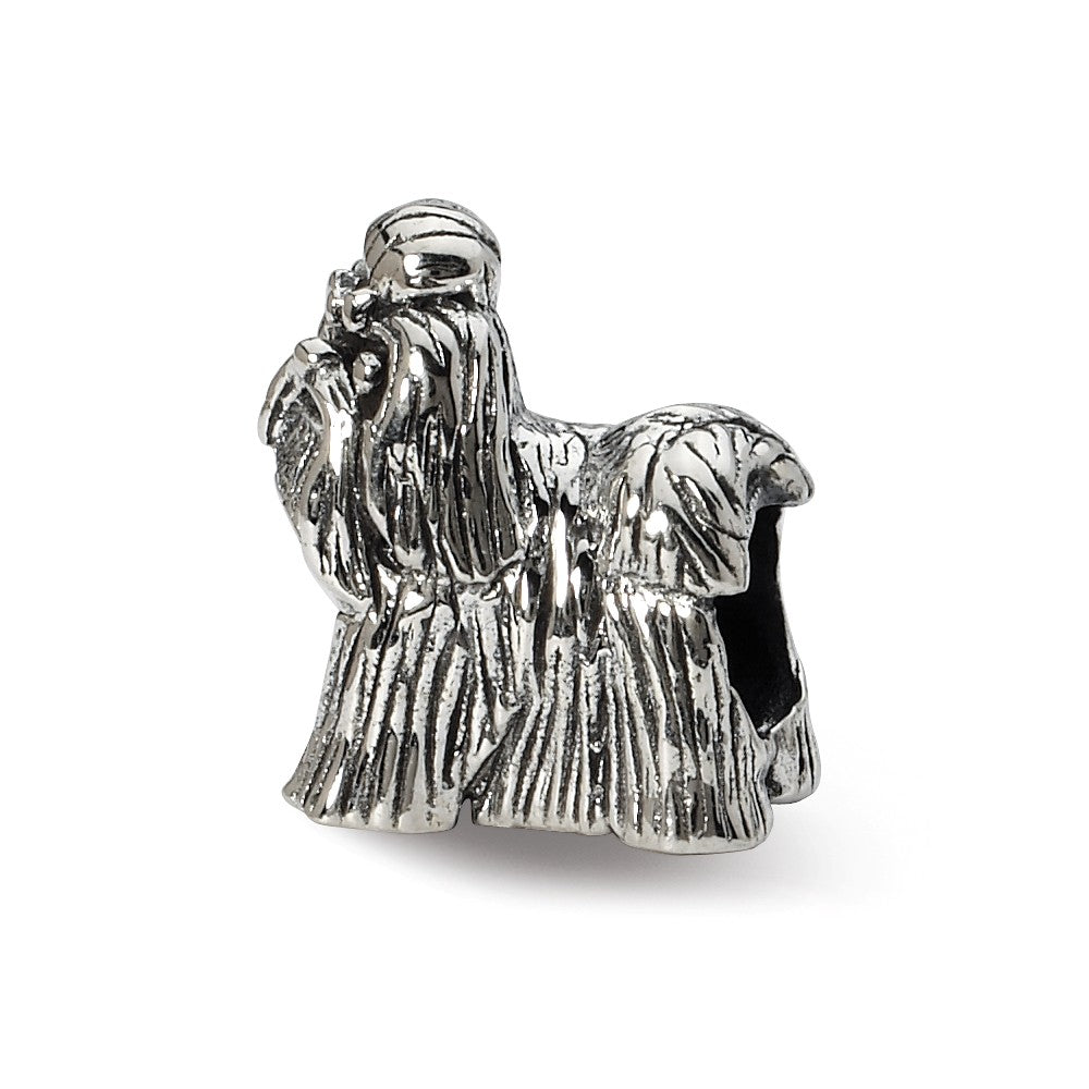 Sterling Silver 3D Shih Tzu Bead Charm, Item B10601 by The Black Bow Jewelry Co.