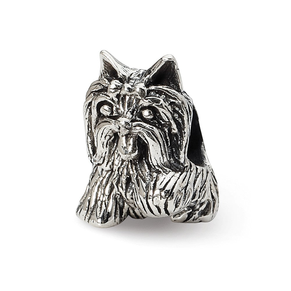 Sterling Silver Yorkshire Terrier Bead Charm, Item B10602 by The Black Bow Jewelry Co.