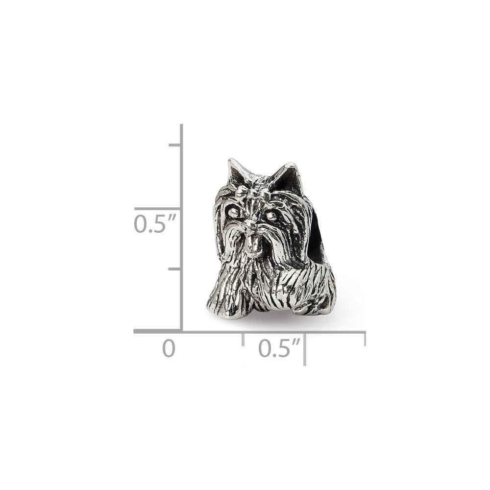 Alternate view of the Sterling Silver Yorkshire Terrier Bead Charm by The Black Bow Jewelry Co.