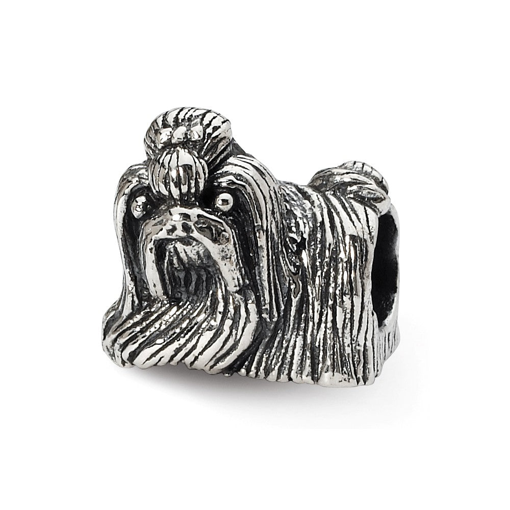 Sterling Silver Shih Tzu Bead Charm, Item B10604 by The Black Bow Jewelry Co.