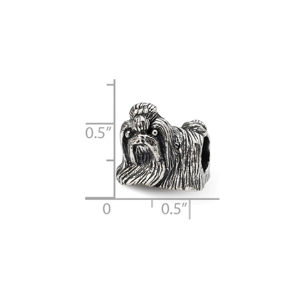 Alternate view of the Sterling Silver Shih Tzu Bead Charm by The Black Bow Jewelry Co.