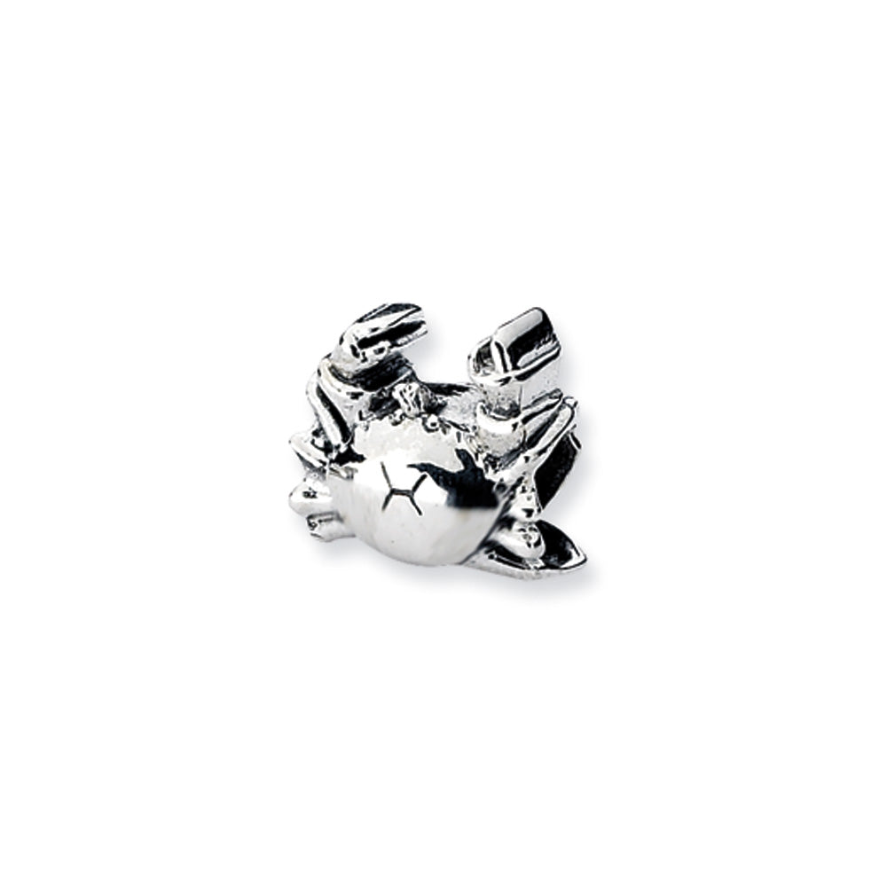 Sterling Silver Crab Bead Charm, Item B10608 by The Black Bow Jewelry Co.