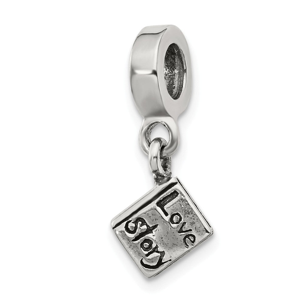 Sterling Silver Love Story Book Dangle Bead Charm, Item B10620 by The Black Bow Jewelry Co.