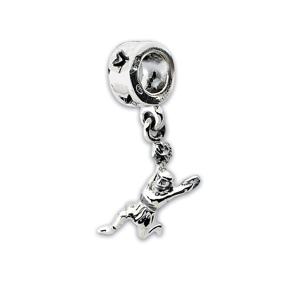 Sterling Silver Cheerleader Dangle Bead Charm, Item B10623 by The Black Bow Jewelry Co.