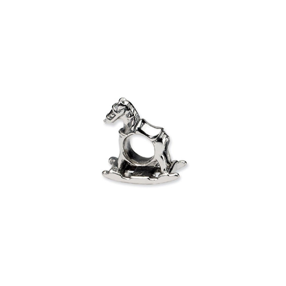 Sterling Silver Rocking Horse Bead Charm, Item B10647 by The Black Bow Jewelry Co.