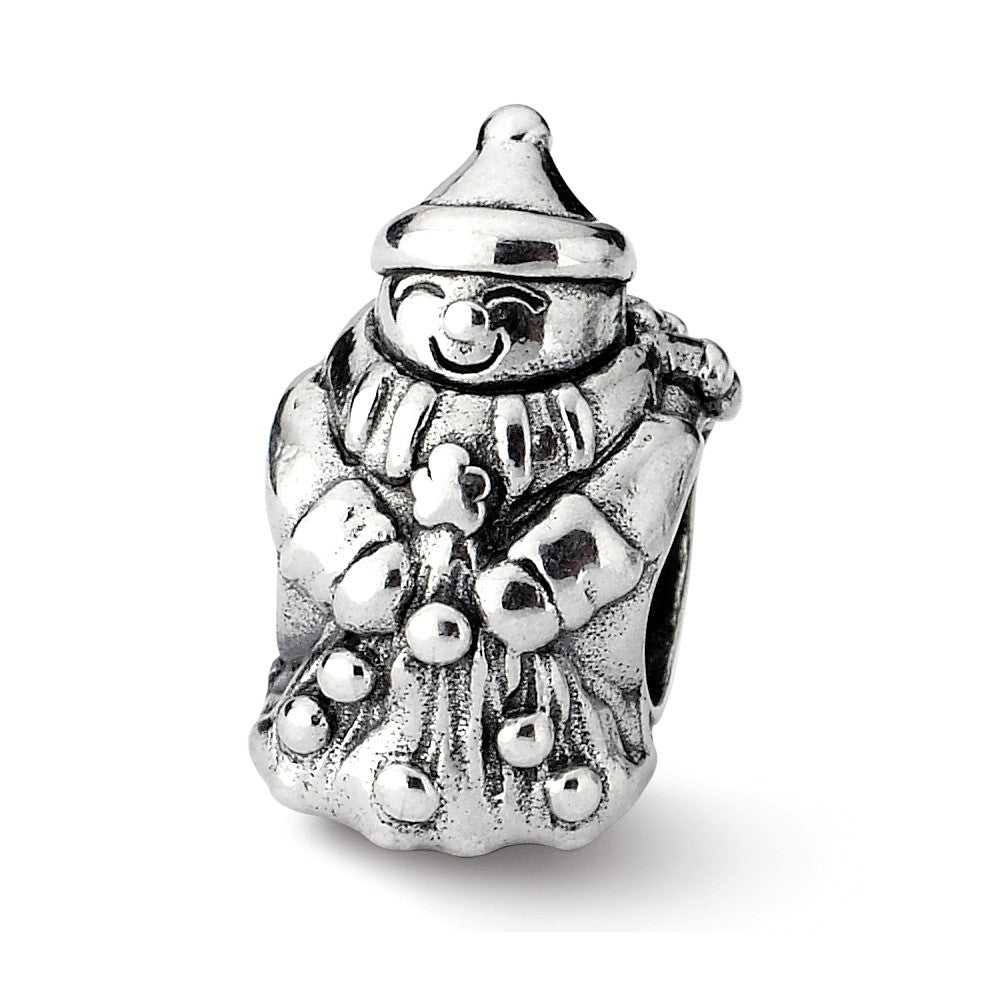 Sterling Silver Snowman Bead Charm, Item B10649 by The Black Bow Jewelry Co.