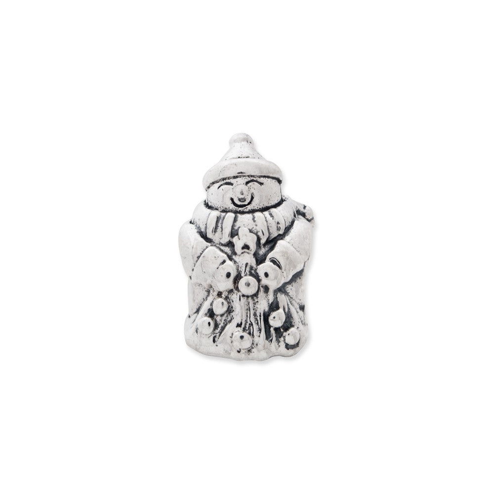 Alternate view of the Sterling Silver Snowman Bead Charm by The Black Bow Jewelry Co.