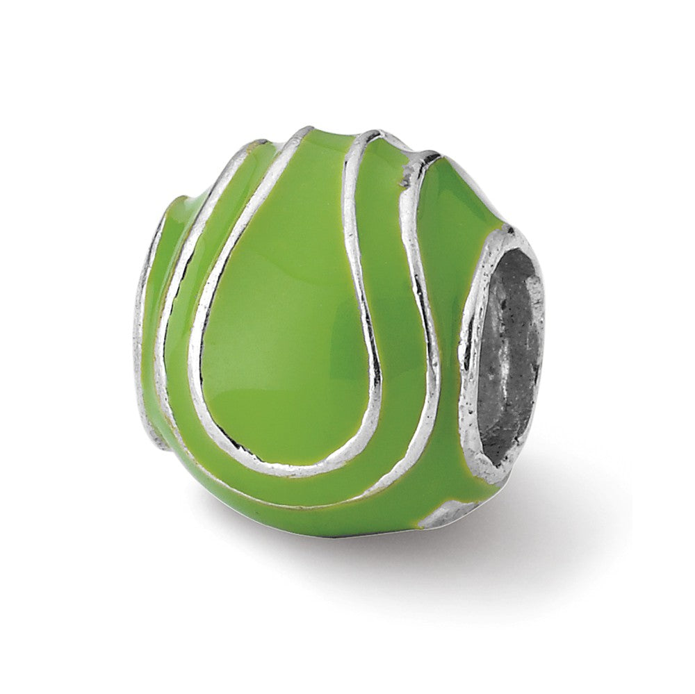 Sterling Silver and Enameled Tennis Ball Bead Charm, Item B10653 by The Black Bow Jewelry Co.
