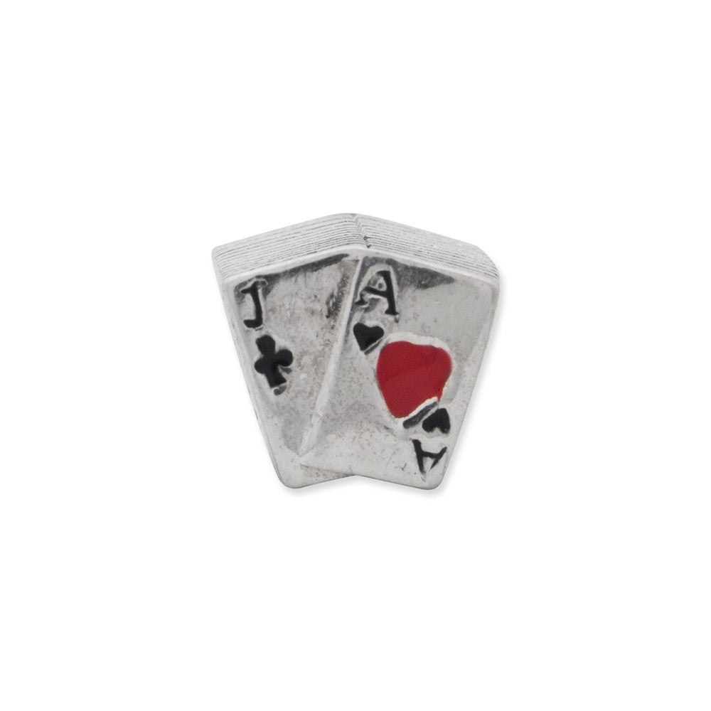 Alternate view of the Sterling Silver and Enameled Blackjack Bead Charm by The Black Bow Jewelry Co.
