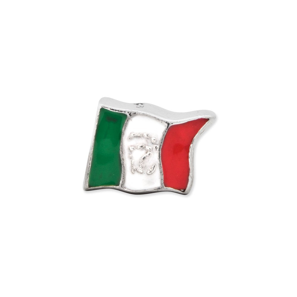 Alternate view of the Sterling Silver and Enamel Mexico Flag Bead Charm by The Black Bow Jewelry Co.