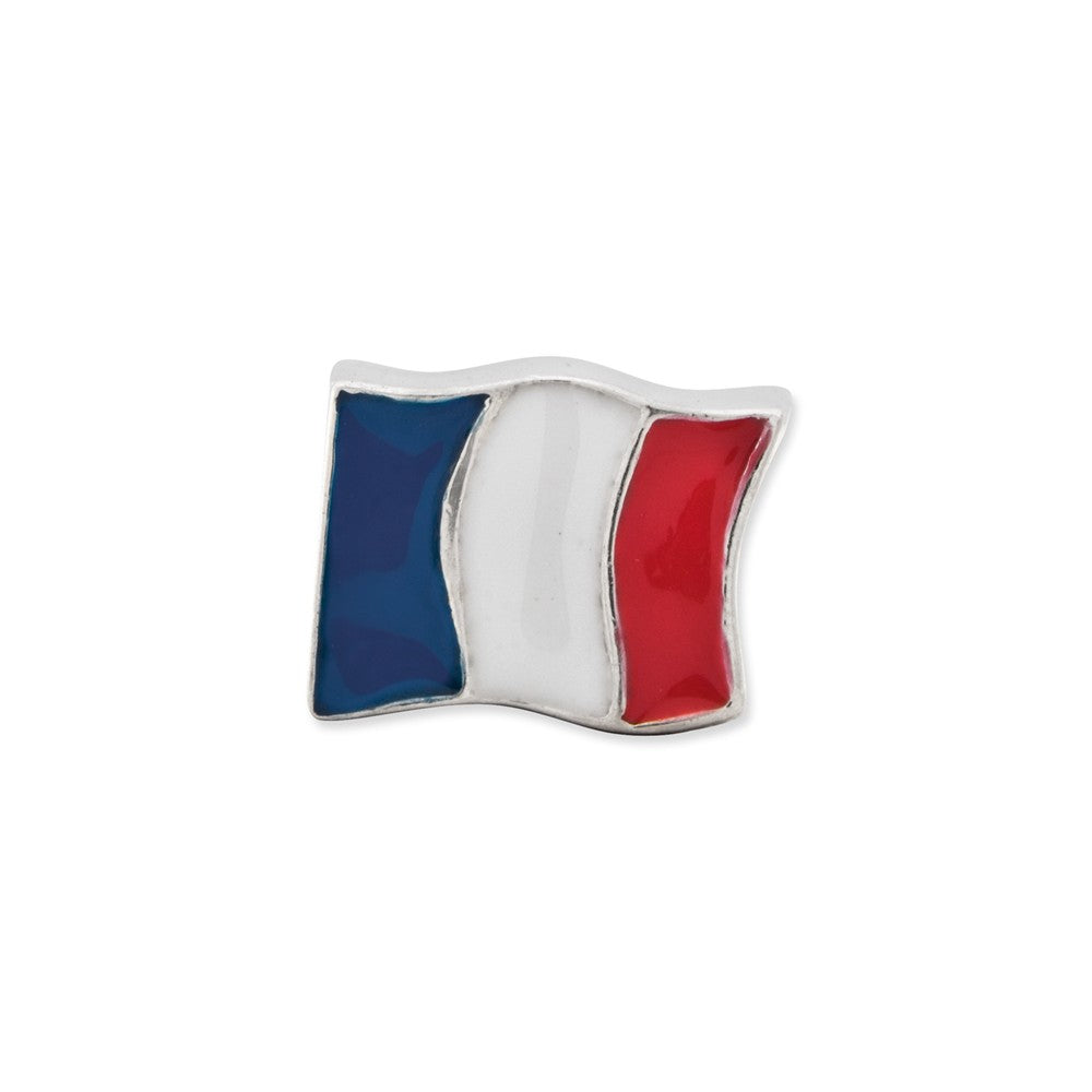 Alternate view of the Sterling Silver and Enamel France Flag Bead Charm by The Black Bow Jewelry Co.