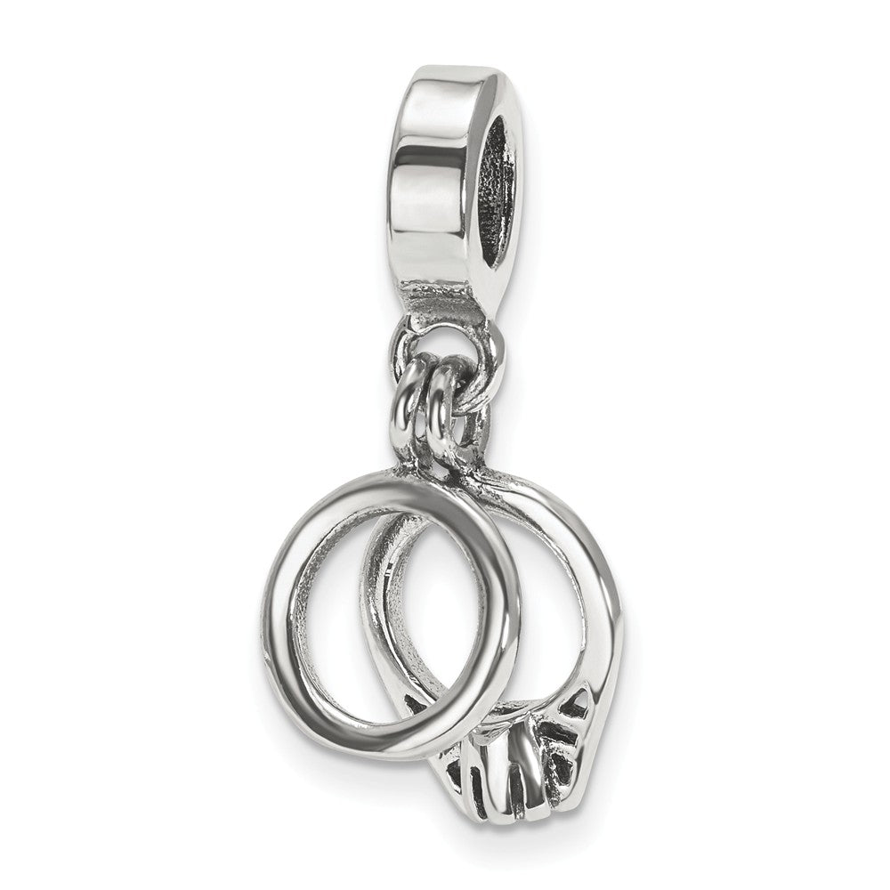 Alternate view of the Sterling Silver and CZ Bridal Rings Dangle Bead Charm by The Black Bow Jewelry Co.