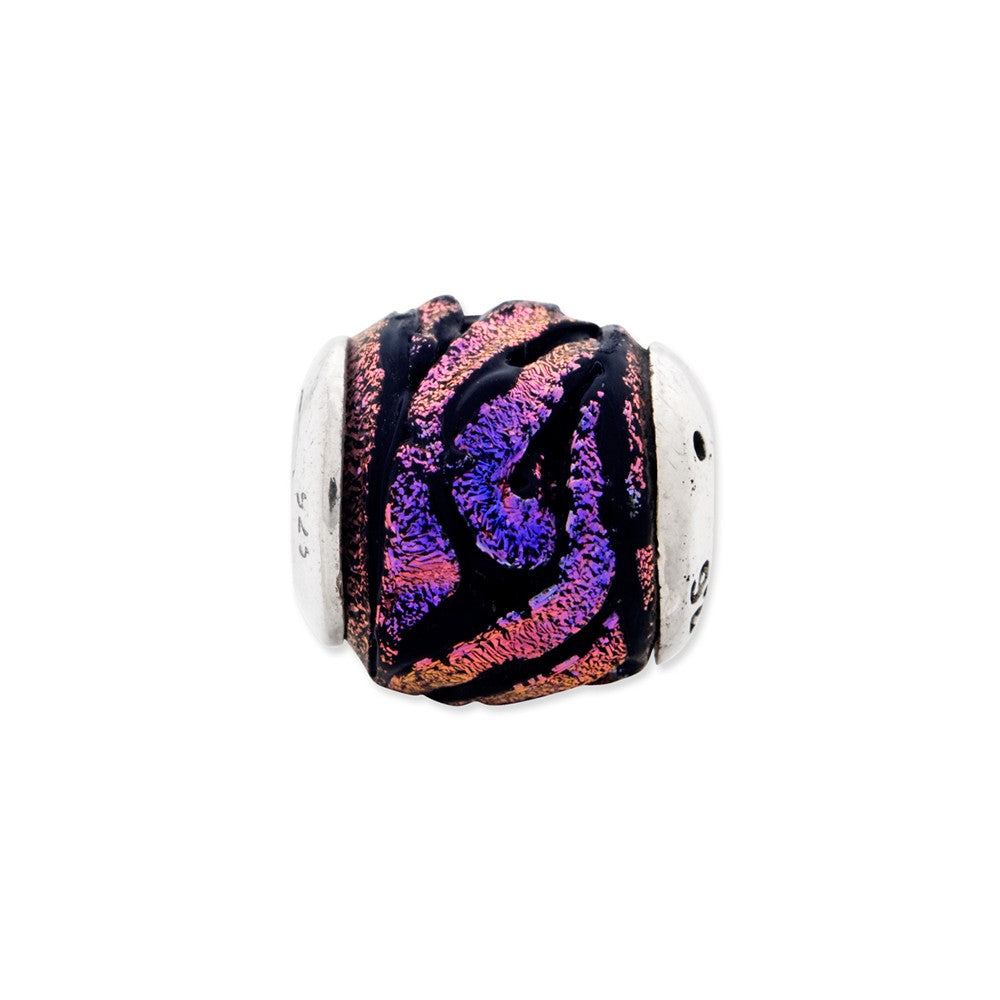 Alternate view of the Dichroic Glass &amp; Sterling Silver Purple Bead Charm, 13mm by The Black Bow Jewelry Co.