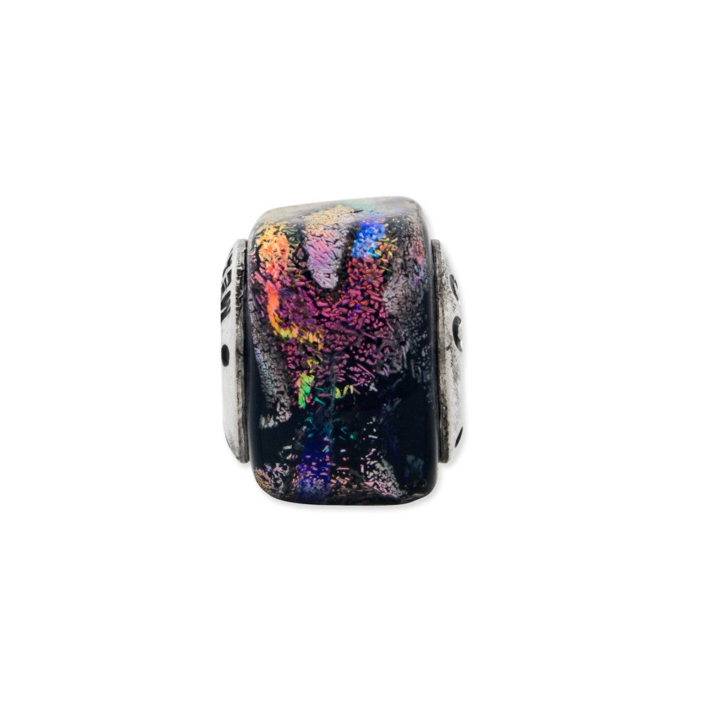Alternate view of the Dichroic Glass &amp; Sterling Silver Purple Square Bead Charm, 11mm by The Black Bow Jewelry Co.